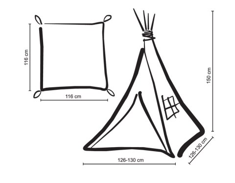 Namiot TIPI dla dzieci + mata + poduszki + zawieszki pióra - Mini rozety miętowe/biały