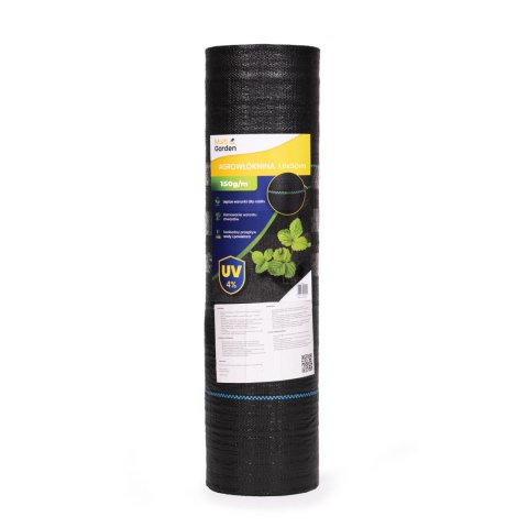 Agrowłóknina czarna agrotkanina UV 150g mata antychwastowa 1,6x50m kołki MulltiGarden