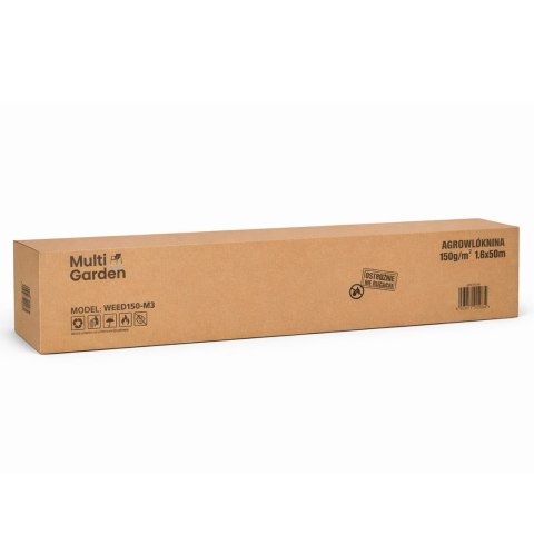 Agrowłóknina czarna agrotkanina UV 150g mata antychwastowa 1,6x50m kołki MulltiGarden