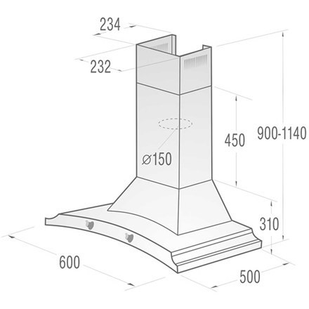 Gorenje | Okap | DK63MCLI | Klasa efektywności energetycznej D | Przyścienny | Szerokość 60 cm | 621 m³/h | Sterowanie mechanicz