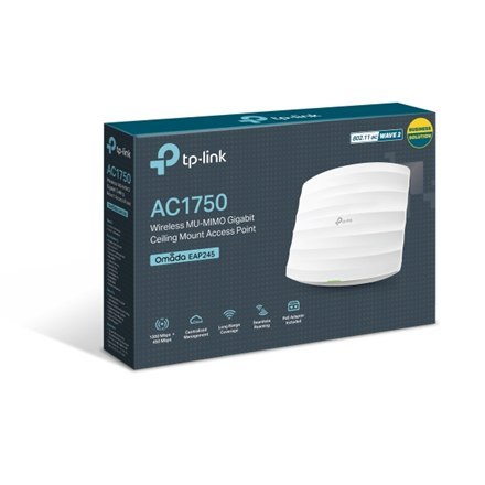 TP-LINK | EAP245 | Punkt dostępowy | 802.11ac | 2.4GHz i 5GHz | 450+1300 Mbit/s | 10/100/1000 Mbit/s | Porty Ethernet LAN (RJ-45