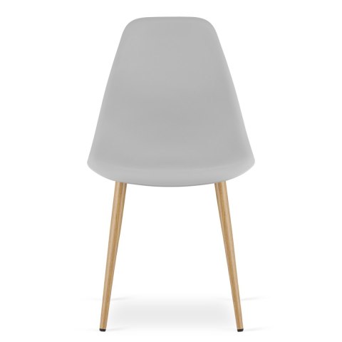 Zestaw Stół KAMI Okrągły 60cm - biały / naturalne nogi + 2 krzesła WAT szare / nogi naturalne