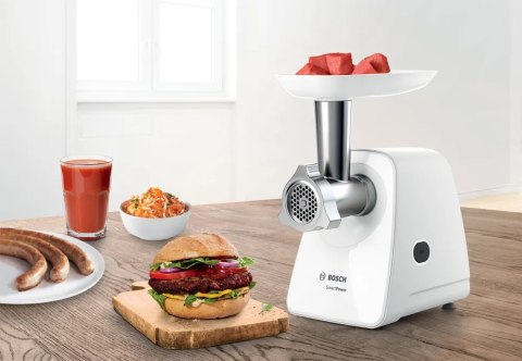 Bosch Maszynka do mielenia mięsa | MFW2515W | Biały | 1500 W | Liczba prędkości 1 | Wydajność (kg/min) 1,7