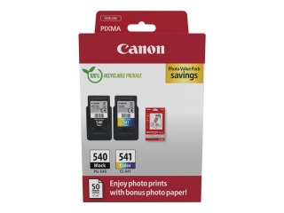 Canon | PG-540/CL-541 Photo Paper Value Pack | Czarny | Kolorowy (cyjan, magenta, żółty) | Wkład atramentowy / zestaw papieru