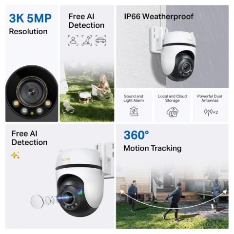 TP-LINK | Outdoor Pan/Tilt Security Wi-Fi Camera | Tapo C530WS | Dome | 5 MP | 3.2 mm/ F1.6 | IP66 | H.264 | Micro SD, Max. 512 