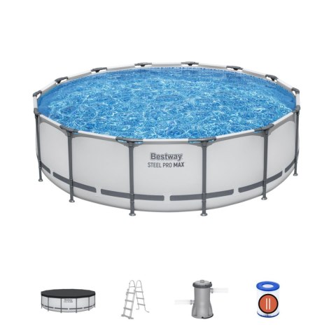 Basen stelażowy Steel Pro MAX 427x107 Szary 14FT BESTWAY 5w1 + Akcesoria