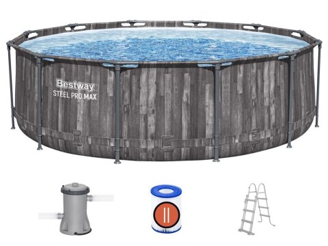 Bestway Basen stelażowy 366x100cm 8w1 drewno 5614X