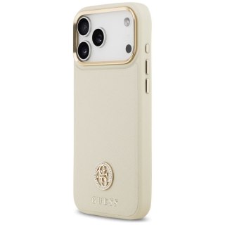 GUESS futerał do IPHONE 17 Pro Max kompatybilny z MagSafe GUHMP17XPGCRMDEE (PU W/ Grained Strass Logo) beżowy