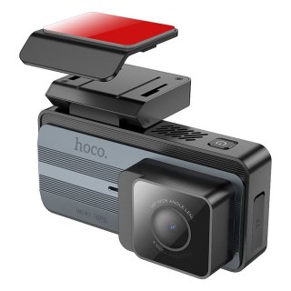 Kamera samochodowa Hoco z wyświetlaczem 3,69" 2K + kamera tylna 720P/25fps GPS DV12 srebrno szara