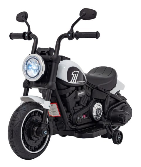 Motorek Chopper FASTER na akumulator dla dzieci Biały + Radio FM + Panel audio + LED