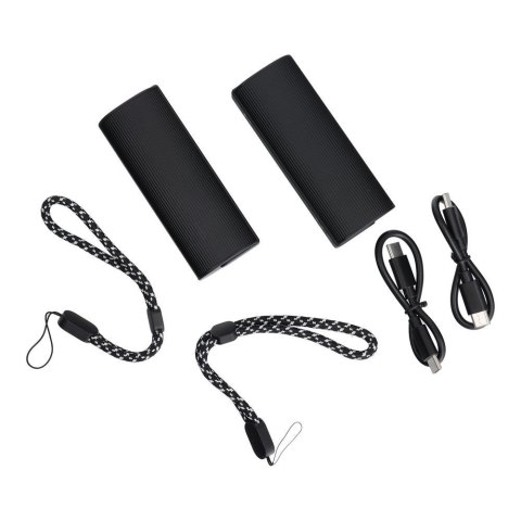 Powerbank Veger (W0587) 2,4A 2 szt 2 x 5000 mAh z podgrzewaczem do rąk czarno srebrny