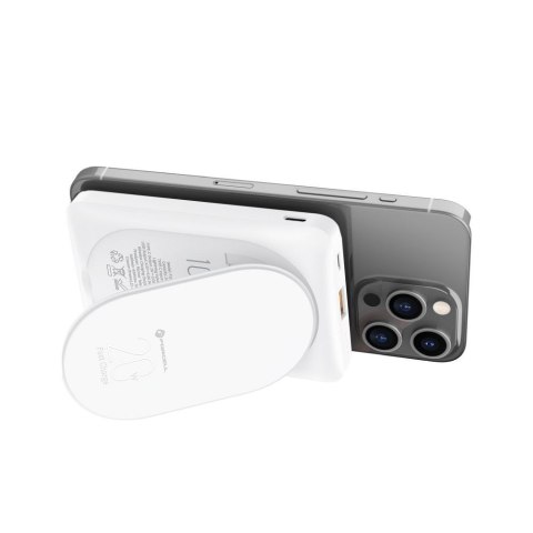 Powerbank zgodny z MagSafe Forcell F-Energy MagStand F10K2 QC3.0 PD 5A 20W 10000 mAh biały