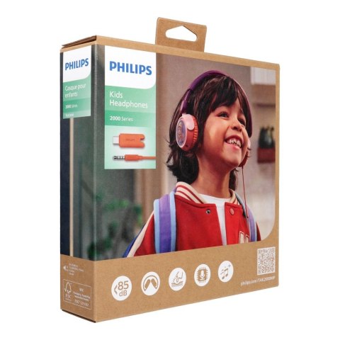 Słuchawki przewodowe nauszne Jack 3,5 mm Philips dla dzieci TAK2000MP/00 fioletowe