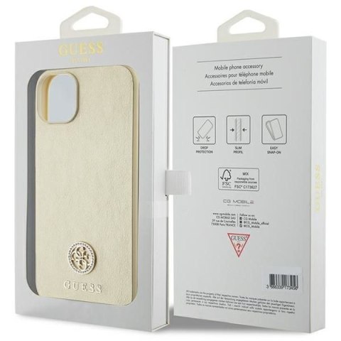 GUESS futerał do IPHONE 13 / 14 / 15 GUHCP15SPS4DGPD (Leather 4G Metal Logo Strass) złoty