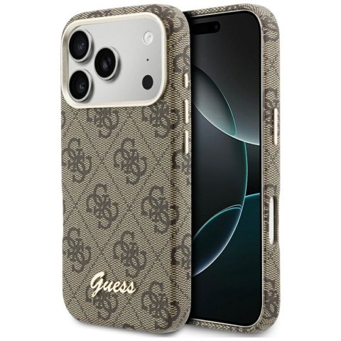 GUESS futerał do IPHONE 17 Pro kompatybilny z MagSafe GUHMP17L5P4FWMSW (PU FW 4G Script) brązowy