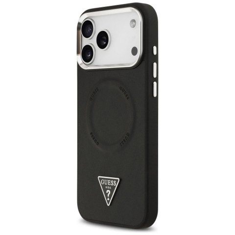 GUESS futerał do IPHONE 17 Pro kompatybilny z MagSafe GUHMP17LPSDTSCMK (PU W/ Triangle Logo) czarny