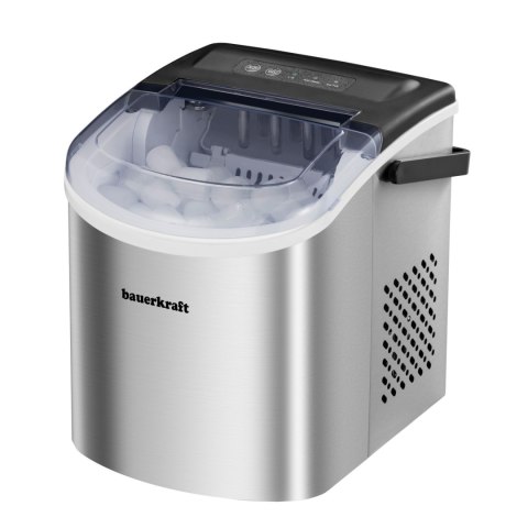Automatyczna cicha wydajna kostkarka do lodu Bauerkraft prosta obsługa 12kg/24h srebrny