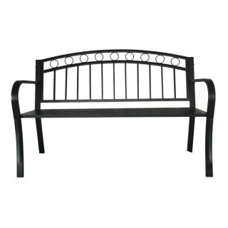 Metalowa ławka ogrodowa 125 cm w kolorze czarnym