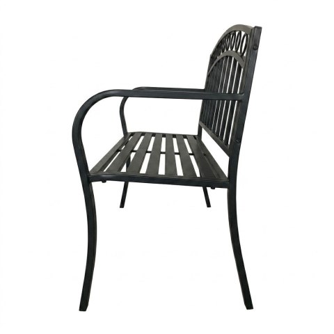Metalowa ławka ogrodowa 125 cm w kolorze czarnym