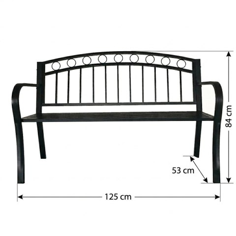 Metalowa ławka ogrodowa 125 cm w kolorze czarnym