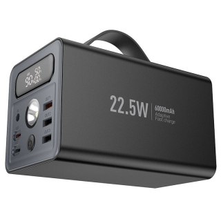 Powerbank Hoco 60000 mAh QC PD 3A 22,5W DC12V z wbudowaną latarką J138 czarny