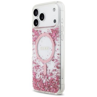 GUESS futerał do IPHONE 17 Pro Max kompatybilny z MagSafe GUHMP17XRGRGEP (Resin Bottom Glitter) różowy