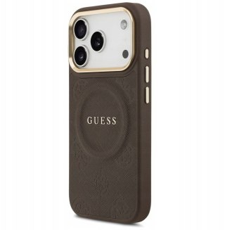 GUESS futerał do IPHONE 17 Pro kompatybilny z MagSafe GUHMP17LPSAMSECW (PU W/ Peony Hot Stamp) brązowy
