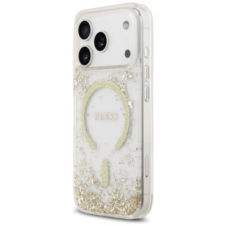 GUESS futerał do IPHONE 17 Pro kompatybilny z MagSafe GUHMP17LRGRGED (Resin Bottom Glitter) złoty