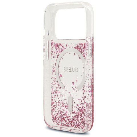 GUESS futerał do IPHONE 17 Pro kompatybilny z MagSafe GUHMP17LRGRGEP (Resin Bottom Glitter) różowy