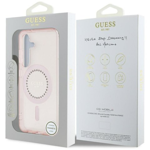 GUESS futerał do SAMSUNG S25 GUHMS25SPFTDTEP (Magnetic IML Rhinestones) różowy