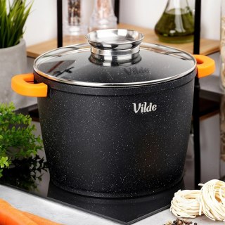 Garnek Granitowy 6,7 L 24 cm Pokrywka Aroma Dozownik Silikon VILDE