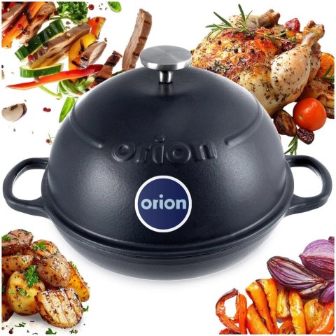 Gęsiarka Żeliwna z Pokrywką 2w1 Granatowa Litina Smalt 1,6 L ORION