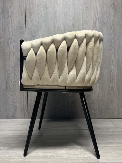 Krzesło plecione Lugano fotel TRECCIA BEIGE VELVET SMOKE