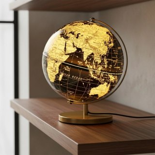 Lampka Stołowa Globus LED Czarno-Złota 31 cm Dekoracja Biura
