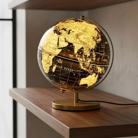 Lampka Stołowa Globus LED Czarno-Złota 31 cm Dekoracja Biura