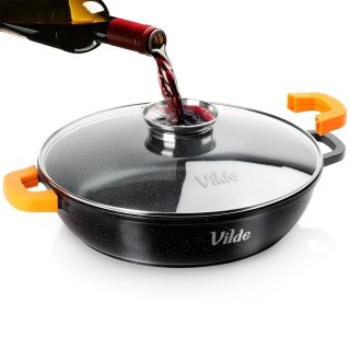 Patelnia Głęboka Granitowa 4,7 L 32 cm Pokrywka Aroma Dozownik VILDE