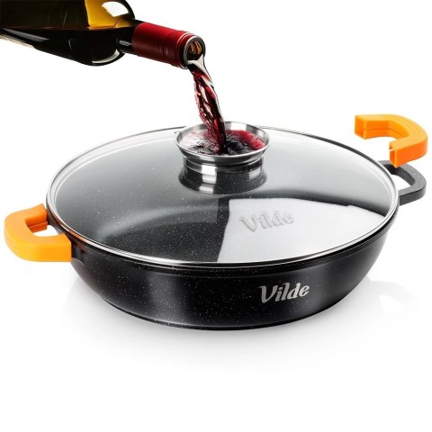 Patelnia Głęboka Granitowa 4,7 L 32 cm Pokrywka Aroma Dozownik VILDE