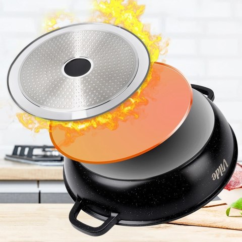 Patelnia Głęboka Granitowa 4,7 L 32 cm Pokrywka Aroma Dozownik VILDE