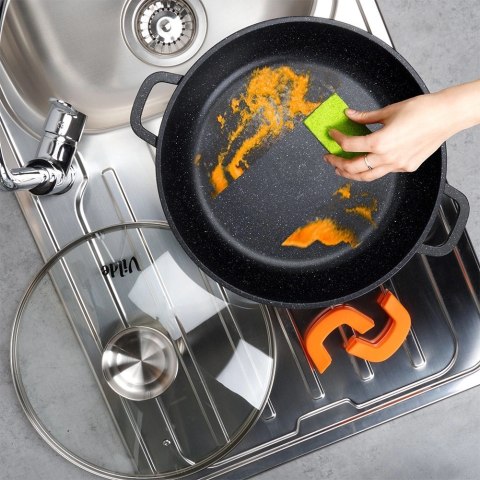 Patelnia Głęboka Granitowa 4,7 L 32 cm Pokrywka Aroma Dozownik VILDE