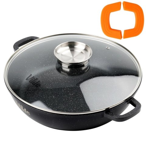 Patelnia Głęboka Granitowa 4,7 L 32 cm Pokrywka Aroma Dozownik VILDE