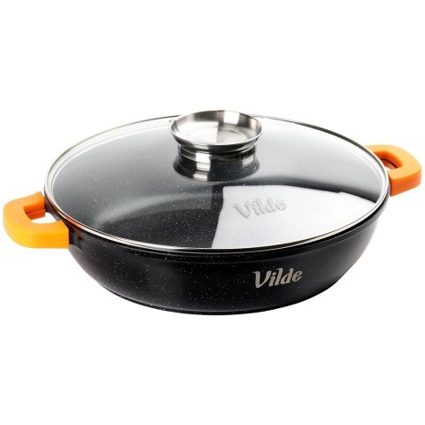Patelnia Głęboka Granitowa 4,7 L 32 cm Pokrywka Aroma Dozownik VILDE