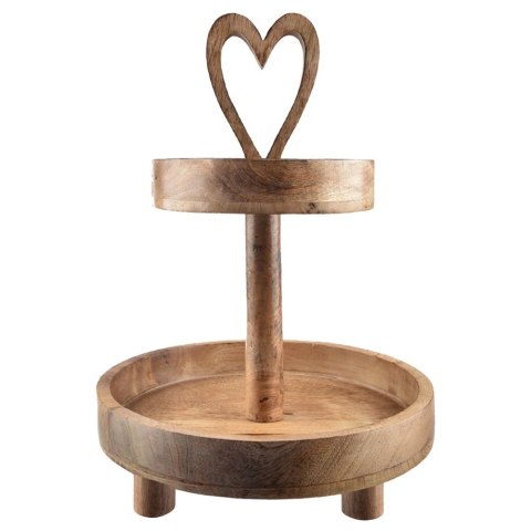 Patera Drewniana Dwupiętrowa 42 cm Mango Loft Serce Dekoracja