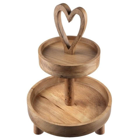 Patera Drewniana Dwupiętrowa 42 cm Mango Loft Serce Dekoracja