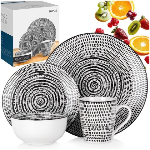 Serwis Obiadowy Porcelanowy 16 el. Zestaw dla 4 Osób Talerze