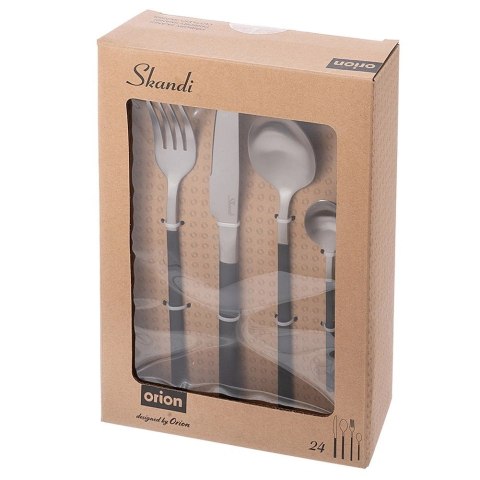 Sztućce Skandi Srebrno-Czarne Matowe 24 el. Komplet 6 os. ORION Stal
