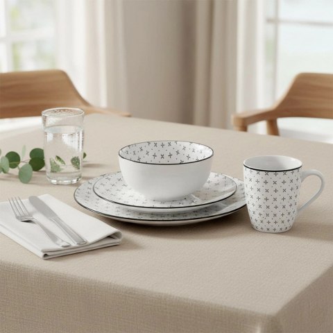 Zestaw Obiadowy Porcelana 16 elementów Talerze Kubki na 4 Osoby