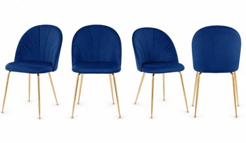 Krzesło tapicerowane CAMILA BLUE VELVET GOLD