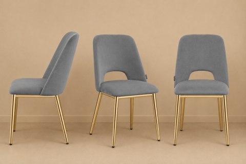 Krzesło tapicerowane GOTI GREY VELVET GOLD