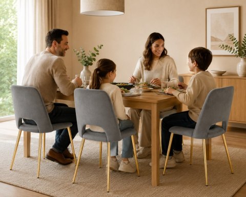 Krzesło tapicerowane GOTI GREY VELVET GOLD