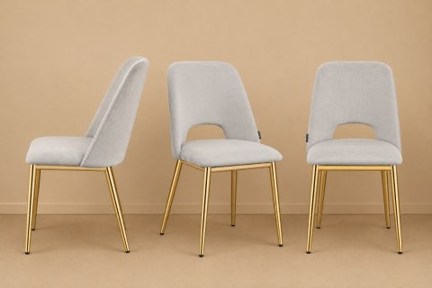 Krzesło tapicerowane GOTI LIGHT GREY VELVET GOLD